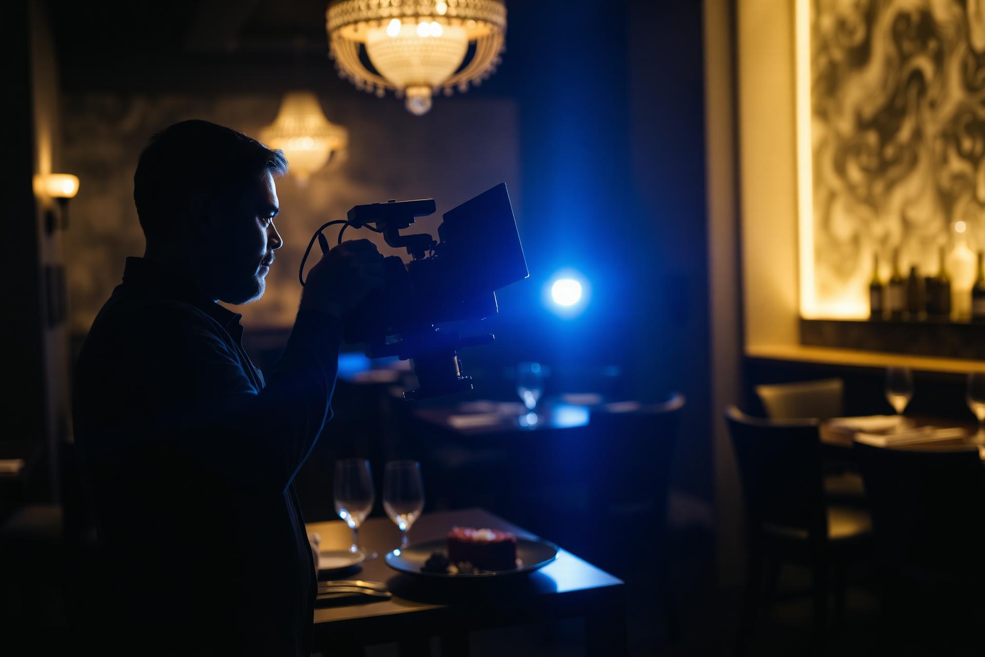 Videographer filming a premium restaurant scene
